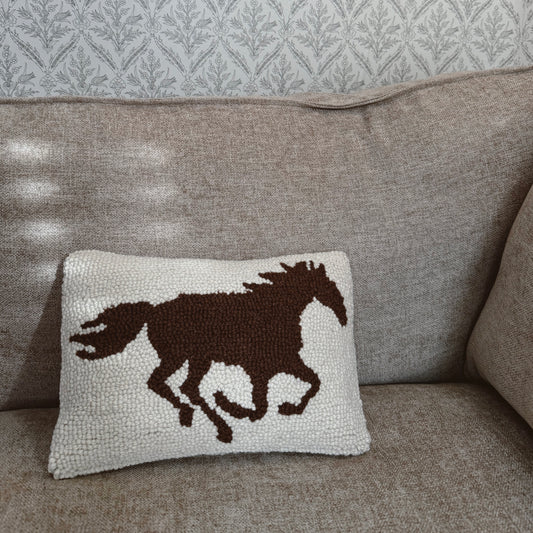 Racehorse Brown Silhouette Hook Pillow
